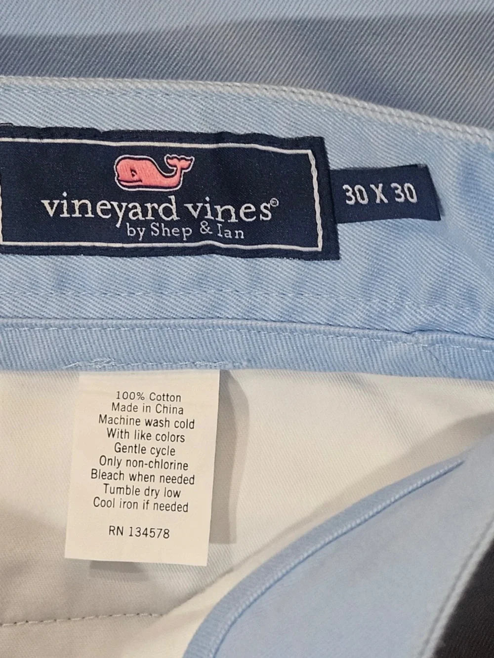 Vineyard Vines Pants Mens 30 Blue Slim‎ Twill 100% Cotton Pockets Flat Front Zip